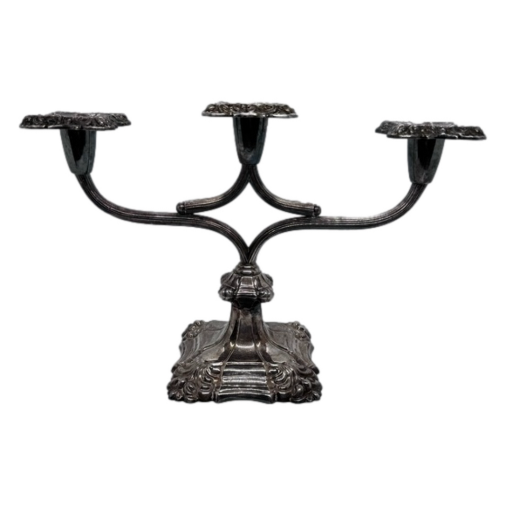 Vintage Carl F Christiansen Silver Plated Three-Arm Candelabra